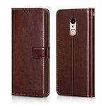 WOW IMAGINE Shock Proof Flip Cover Back Case Cover for Xiaomi Mi Redmi Note 5 (Flexible | Leather Finish | Card Pockets Wallet & Stand | Chestnut Brown)