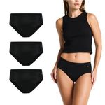 Modibodi Period Pants - Basic Mid-rise Brief - 3 Pack Black Women's Underwear - Moderate Flow 30ML 12/M