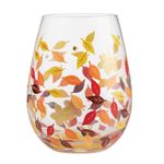 Enesco Designs by Lolita Leaves-a-Million Hand-Painted Artisan Stemless Wine Glass, 20 Ounce, Multicolor