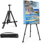 Black Easel Stand for Sign Adjustable Double-Layer Metal Easel for Painting Stand for Canvas, Portable Tripod for Canvas and Display, Includes Carrying Bag, Black, Height 19-62 Inches (49-157 cm)