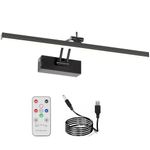PIZHLO Battery Picture Lights, 5200mAh Rechargeable Picture Lights with Remote Timer & Dimmable, CRI95+ 15.8" Adjustable Art Light for Paintings Display, Frame, Gallery, Wall Art Accent Light, Black