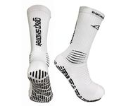 GRIPSHARK Athletic Grip Socks - Football Grip Socks for Men and Women 1 Pair (Size UK, 6-10, White) Non -slip Socks for Football, Rugby, Running, Hiking, Yoga, Pilates, Gym.