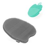 INNERNEED Soft Silicone Face Brush Cleanser and Massager Manual Facial Cleansing Scrubber, with Silicone Body Brush Shower Scrubber (Gray+Blue)