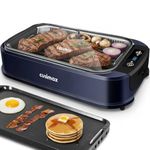Indoor Grill Electric Griddle CUSIMAX Smokeless Grill, Portable Korean BBQ Grill with Turbo Smoke Extractor Technology, Non-stick Removable Grill Plate & Griddle Plate