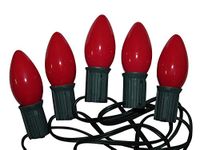 Holiday Pride Old Fashioned Ceramic C9 Lights - 25 Screw-in Bulbs with Green Wire - Indoor / Outdoor Use - UL Listed (Red)