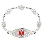 BURISSKY Custom Medical Alert Bracelets for Women,Personalized Identification Emergency Stainless Steel Medical ID Bracelet with Free Engraving Medic Alert Jewelry, 6.0 inches, Stainless Steel,