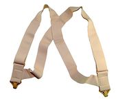 Holdup Brand 2" Wide Light tan hidden Under-Up side clip Suspenders with Patented Jumbo Tan Gripper Clasps