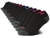 Reebok Women's Low Cut Socks - 12 Pack Performance Cushioned Comfort No Show Socks - Athletic Socks for Women (4-10), Black Multi Logo, 4-10