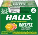 HALLS Defense Assorted Citrus Vitamin C Drops, 20 Sticks of 9 Drops (180 Total Drops)