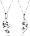 2 PCS BFF Best Friend Sisters Big Sis Lil Sis Split Broken Puzzle Heart Break Apart Pendant Necklace For Women Sterling