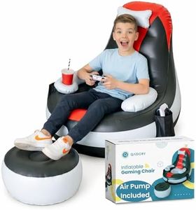 Qadory Inflatable Gaming Chair for Kids – Supports Up to 300 lbs, Includes Air Pump, Cup Holder, 2 Pockets – Durable Bean Bag Seat, Comfy Kids Gaming Chair & Top Gamer Chairs for Kid Room