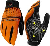 FINGER TEN Workout Gloves Touchscreen for Men Women with Padding, Full Hand Gym Exercise Weight Lifting Gloves Male Female, Non Slip Fitness Gloves Extra Grip for Cycling Climbing Hiking (Orange, XL)