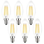 E14 Led SES Candle Light Bulb,Small Screw,4W Equivalent 40W, Warm White 2700K,400Lm,Pack of 6