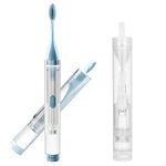 2 Pieces Travel Toothbrush with Built-in Toothpaste Tube, Folding Toothbrush Traveling Tooth Brushes for Hiking Camping Holidays Business Trip Backpacking School, Soft Bristle, with 2 Cleaning Brush