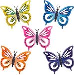 Okuna Outpost 5 Colorful Metal Butterfly Wall Decor for Patio, Porch, Garden, Kitchen Hanging Decorations (9.4 x 7.5 Inches)