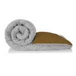 bien LIVING Plush Reversible Microfiber Comforter Single Bed| 220 GSM Single Bed, Quilt, Duvet, 110 GSM ASH Grey +Tapenade