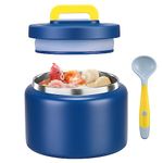 JXXM 8 Oz Thermo Food Jar for Hot & Cold Food for Kids, Insulated Lunch Containers Hot Food Jar,Leak-Proof Vacuum Stainless Steel Wide Mouth Lunch Soup thermo for School,Travel (BLUE-Dd) 1pc