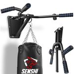 Senshi Wall Mounted Folding Pull Up Bar & Punch Bag Bracket, For Chin Ups, Heavy Bags, Boxing, Calisthenics | Suspension Trainer Hook For Outdoors, Indoors & Home Gyms