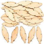 Baker Ross AT473 Wooden Feathers - Pack of 40, Embellishments Ideal for Kids Arts and Craft Projects in Autumn, Educational Toys, Gifts, Keepsakes