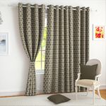 Story@Home Curtains 7 feet Long | Set of 4 | Hexagon Hive | Door Curtain | Light Brown | 46 x 84 inches. Ideal for Living Rooms, bedrooms, and Kitchens. Perfect for Festive Gifting!