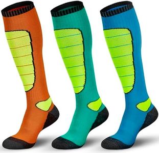 Hylaea Merino Wool Ski Socks, Cold Weather Socks for Snowboarding, Snow, Winter, Thermal Knee high Warm Socks, Hunting, Outdoor Sports Fluorescent Color Medium