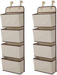 Delta Children 4 Pocket Over The Door Hanging Organizer - 2 Pack, Easy Storage/Organization Solution - Versatile and Accessible in Any Room in The House, Beige