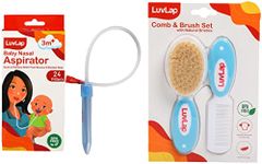 LuvLap Baby Nasal Aspirator 0-5 Years & Baby Comb with Rounded Tip & Baby Hair Brush with Natural Bristles