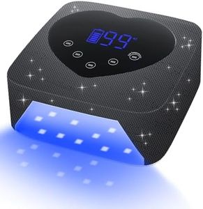 UV Light for Nails, Cordless UV Nail Lamp 72W, Rechargeable Black Diamond LED Dryer with 5 Timer Setting, Touch Control & Auto Sensor, Fast Light Curing Lamp for Salon & Home