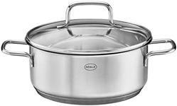 Rösle Basics Line Stainless Steel Low Casserole Pot with Glass Lid, 8-inch Diameter