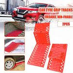 SUNWAN Snow & Sand Traction Mats, Set of 2 Foldable Emergency Car Wheel Grip Track Rescue Boards