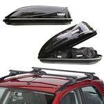 Roof Rack Bars & Thule Roof Box Ocean 80 *Package Deal* | Compatible for - Ford Kuga 2013-2019 with Rails