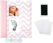 Pearhead Chevron Baby Book with Clean-Touch Ink Pad, Pink