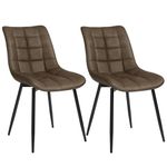 WOLTU Dining Chairs Set of 2 pcs Kitchen Counter Chairs Lounge Leisure Living Room Corner Chairs Brown Faux Leather Reception Chairs with Backrest and Padded Seat