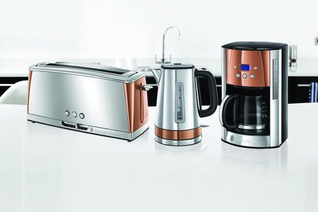 Russell Hobbs Luna 1.7L Cordless Electric Kettle – Stainless Steel & Copper, Quiet Fast Boil