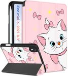 Trendy Fun for iPad Mini 6th Generation Case 8.3 inch 2021 Cute Cartoon Cat Girly Kawaii Smart Covers for Girls Kids Teens Aesthetic Design Cool Tri-fold Stand Folio for i Pad Mini 6, BowCat