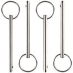 4 Pack Quick Release Pin, Diameter 1/4"(6.3mm), Total Length 3.75"(95mm), Usable Length 3"(76mm), Full 316 Stainless Steel, Bimini Top Pin, Marine Hardware