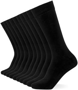 FM London (Confezione da 10) Calzini uomo antiscivolo - Calze uomo confortevoli - Calzini in cotone uomo adatti per il lavoro e l'uso casual - Traspiranti, resistenti alle macchie, Nero, 39-46