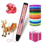 Sunfuny 3D Pen, 3D Printing Pen with OLED Screen 136.4ft 13 Colors PLA+PCL 1.75mm Filament Refills, PLA/ABS/PCL 3 Modes＆5 Speeds, Stylo 3D Printer 3D Crayon Drawing Pencil, for Kids,Pink