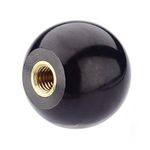 SB DISTRIBUTION LTD SBDs Black Phenolic ABS Plastic Ball Knob Female | 3/8"- 16 Thread Pitch 15/16" depth 1-3/8" Diameter, 1-1/2" Height w/Brass coated metal Insert Heavy Duty 1.02 Oz