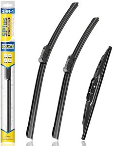 5 PLUS® Silicone Windshield Wiper Blades Replacement for 2017-2010 GMC Terrain / 2017-2010 CHEVY Equinox Wiper Blades(Set of 3),Automotive Replacement Windshield Wiper Blades-24"/17"/13"