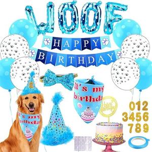 Dog Birthday Party Supplies,Dog Party Decorations with Dog Birthday Hat,Dog Bandanas,Balloon,Bowtie,Dog Birthday Decorations for Small Medium Large Dogs Pets