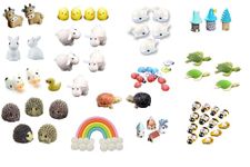 Moira Resin Miniature Decor Items for Garden, Plants, Dollhouse, Terrarium Animals Miniature (Multicolor, X Small, 60 Pieces)