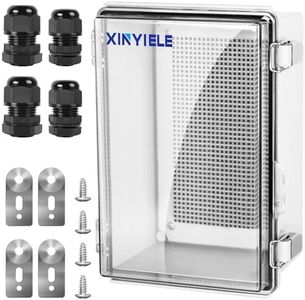 XINYIELE Waterproof Outdoor Project ABS Plastic Junction Box IP67 Weatherproof Dustproof Enclosure with Hinged Cover, Mounting Plate,Wall Brackets for Power Project (Clear, 11"x7.5"x5.5")