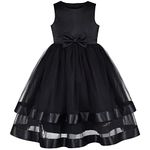 Sunny Fashion Girls Dress Black Bow Tie Party Pageant Halloween Puffy Skirt Sleeveless Age 10 Years