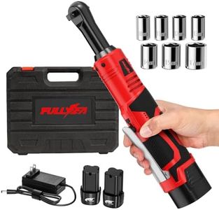 FULLYEA Electric Ratchet Wrench Set, 550 RPM Cordless Ratchet Wrench, 3/8" 18V Power Ratchet Tools with Variable Speed, LED Light, 7 Sockets, 2 Packs 2.0Ah Lithium-Ion Battery and Fast Charger