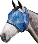 Kensington Fly Mask Web Trim — Protects Horses Face and Eyes from Bites and Sun Rays While Allowing Full Visibility — Ears and Forelock Able to Come Through The Mask, XXL-Draft, Kentucky Blue