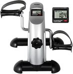 AGM Mini Exercise Bike, Under Desk Bike Pedal Exerciser Foot Cycle Arm & Leg Peddler Exerciser Machine with LCD Screen Displays (Sliver)