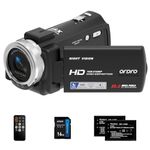ORDRO V12 Video Camera Camcorder Full HD 1080P 30FPS Infrared Night Vision Camera 3.0 Inch LCD Screen 16X Zoom Camcorders with 16GB Memory Card Remote Control and 2 Batteries