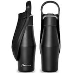 Dog Water Bottle, Portable Dog Water Bottle Dispenser - 27 OZ Stainless Steel Leak-Proof Water Bottle for Dogs On The Go, Perfect for Travel, Walking, Hiking and Outdoor Activities, Whole Black