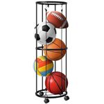 Garage Ball Storage Rack,Vertical Ball Rack,Wall Mounted Ball Storage Cage Ball Holder for Basketball, Soccer, Football, Volleyball,Sports Ball Organizer for Kids Room, Garage, Home - Easy to Assemble